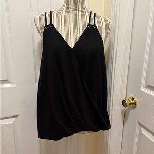 Buckle Black Wrap Camisole Top Gold Rivet Details